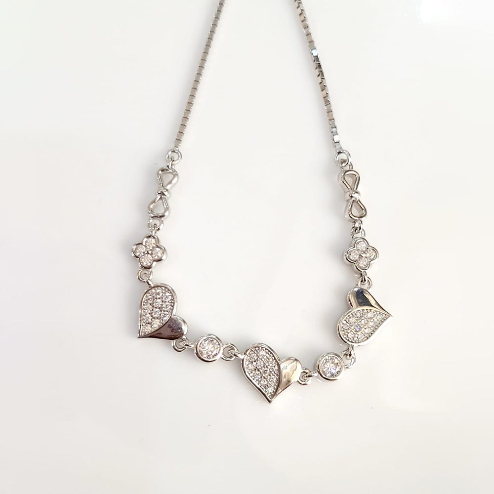 Silver Zircon Heart Bracelet Made With Pure 92.5 Silver