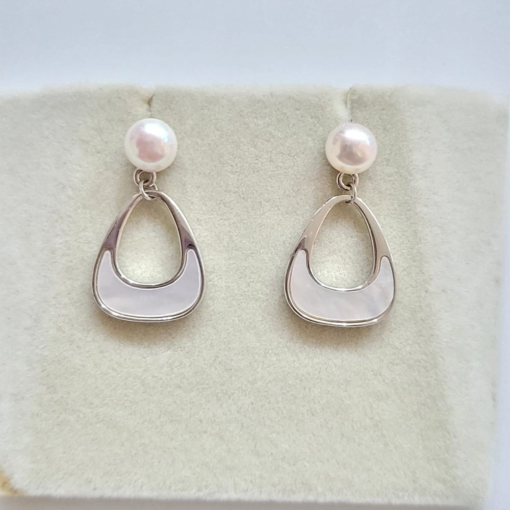 Minimaiist white shell 925 silver Dangle Earring