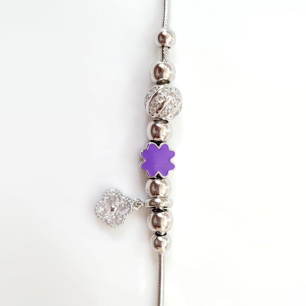 Enamel studded silver plated charm bracelet with  pure 925 silver