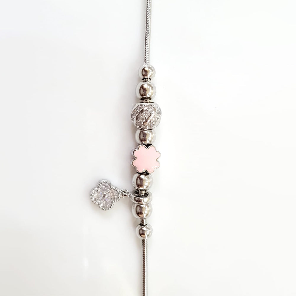 Enamel studded silver plated charm bracelet with  pure 925 silver