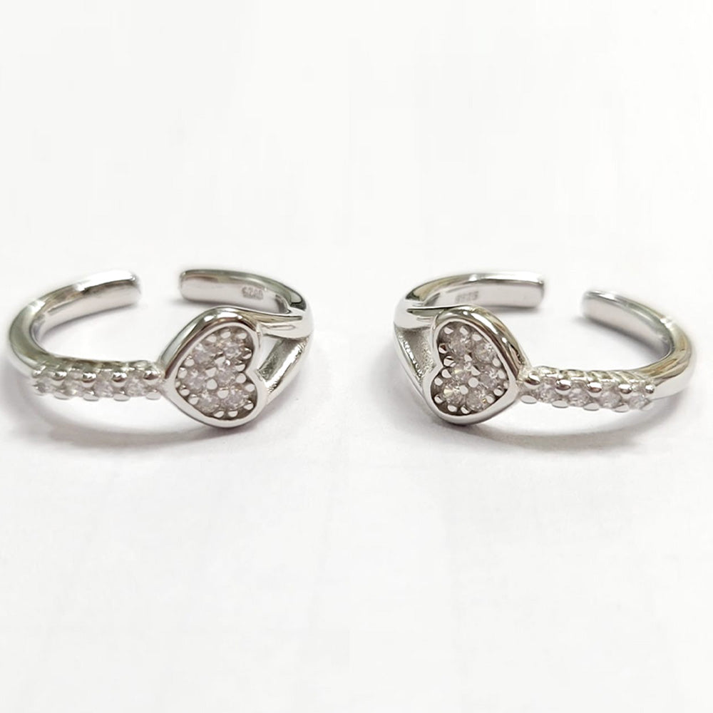 Hearts Silver Adjustable 925   silver toe ring