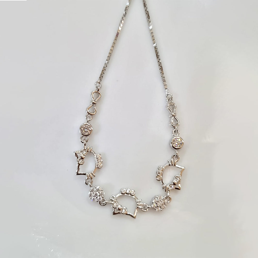 Whimsical kitty Pave Bolo Bracelet with pure 925 silver