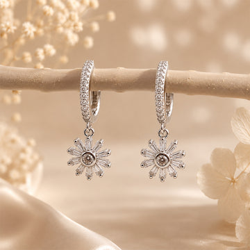 Dazzling starbust 925 silver drop earings