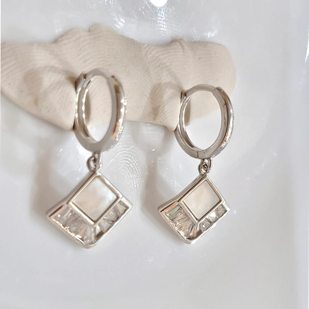 Pave crystal heart 925 silver Dangle Earrings