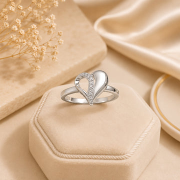 925 Silver heart Zircon Ring