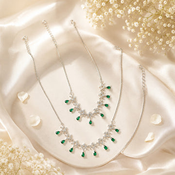Layered drop design silver anklets