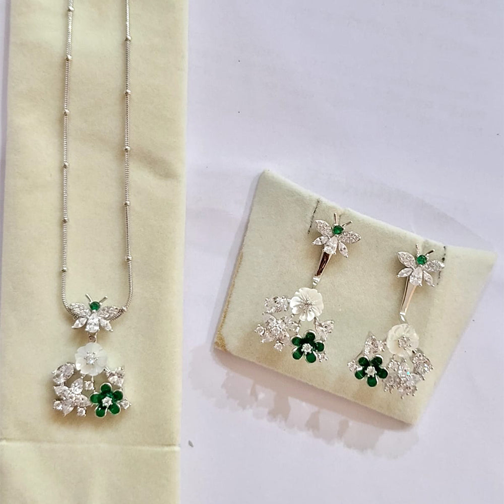 925 Silver Luxury chain with silver floral elegance enchanted  blossom set