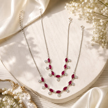 Layered drop design silver anklets