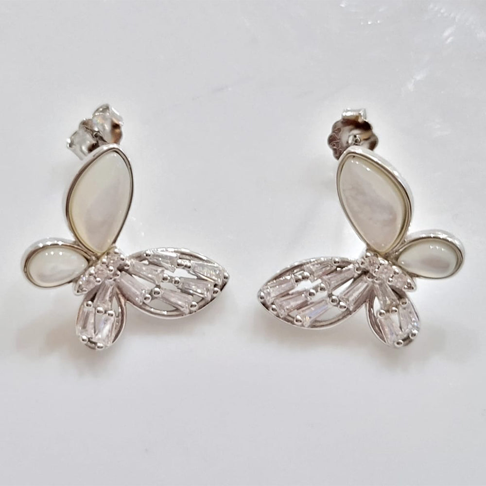 925 Silver dual -wing Iridescence butterfly studs