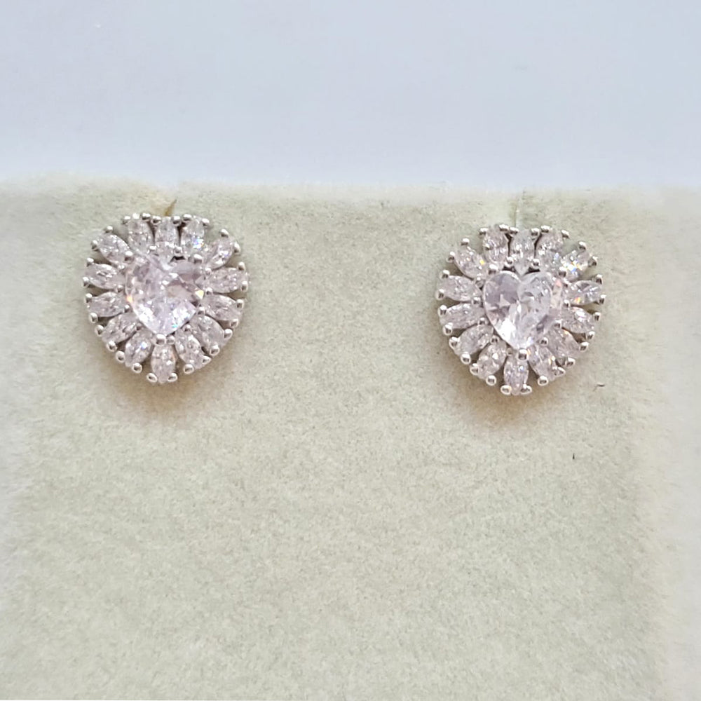 Pave crystal heart 925 silver  Earrings