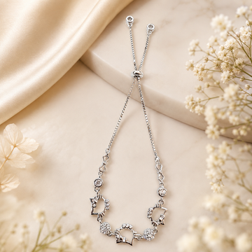 Whimsical kitty Pave Bolo Bracelet with pure 925 silver