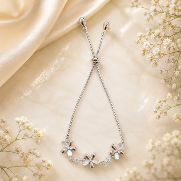 Radiant Pave Flora Bolo Bracelet with 92.5 pure silver