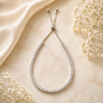 Silver Eternal Sparkle Tennis Bolo Bracelet with 92.5 pure silver