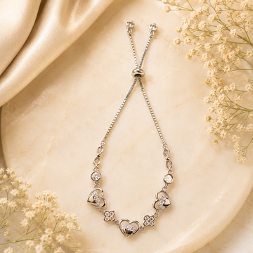 Open Heart Infinity Bolo Bracelet with 925 pure silver