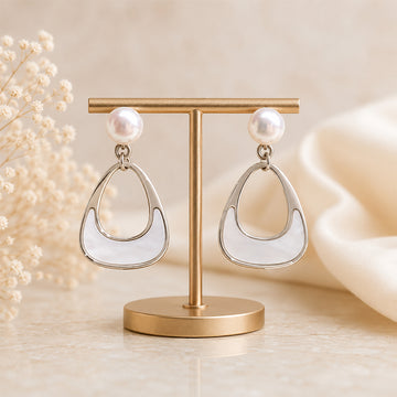 Minimaiist white shell 925 silver Dangle Earring