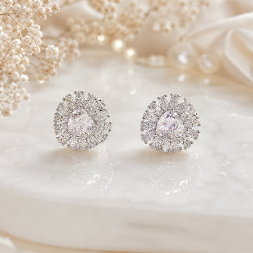 Pave crystal heart 925 silver  Earrings