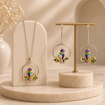 colourful parrot enamel hoop design