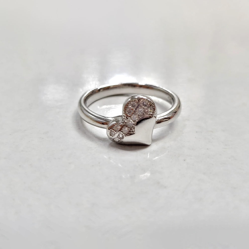 925 Silver heart Zircon Ring