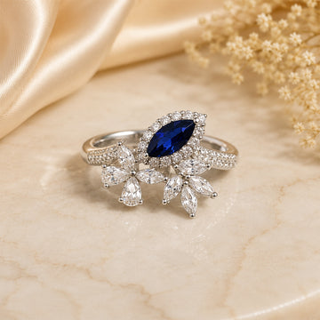 925 sterling silver Marquise cut ring for women